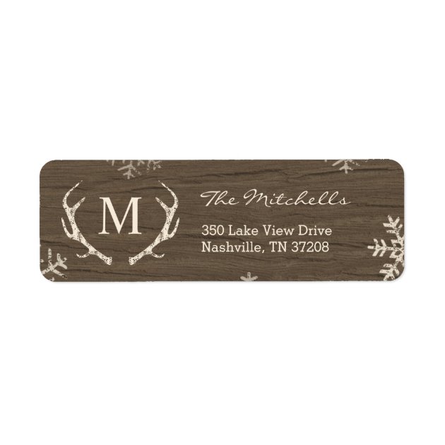 Rustic Antlers Holiday Return Address Labels