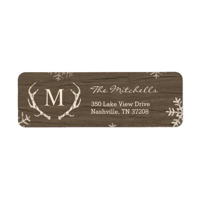 Rustic Antlers Holiday Return Address Labels (Front)