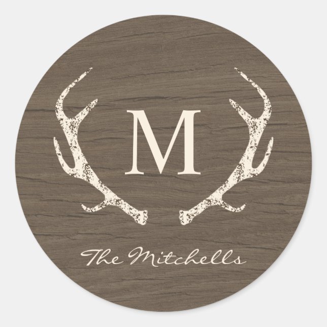 Rustic Antlers Holiday Sticker (Front)