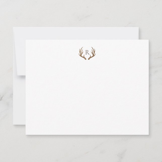 Rustic Antlers Monotgram Note Card (Front)