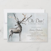 Rustic Antlers | Oh Deer Little Buck Baby Shower Invitation (Front)