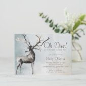 Rustic Antlers | Oh Deer Little Buck Baby Shower Invitation (Standing Front)