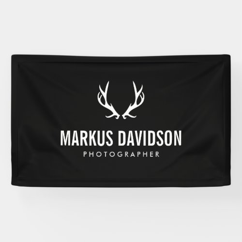 Rustic Antlers on Black Photographers Craft Banner