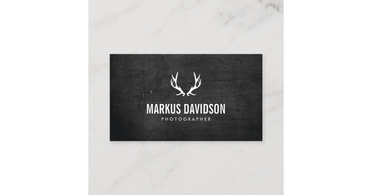Rustic Antlers On Black Wood Photographers Craft Business Card Zazzle Com
