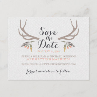 Rustic Antlers Save the Date