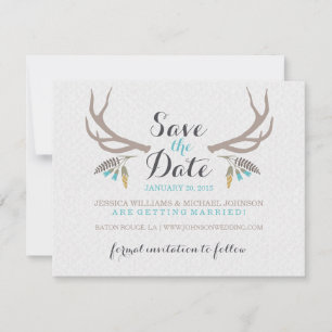 Rustic Antlers Save the Date