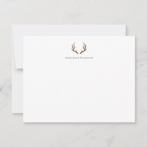 Rustic Antlers Simple Personalized Note Card