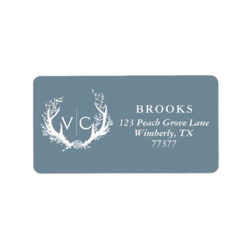Rustic Antlers with Floral Wreath  Return Address Label