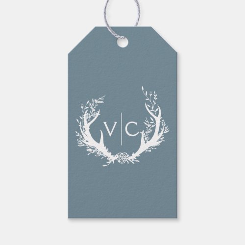 Rustic Antlers with Floral Wreath  Wedding Favor Gift Tags