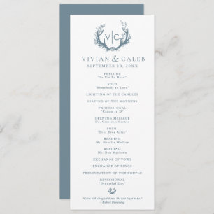 Rustic Antlers with Floral Wreath Wedding Program