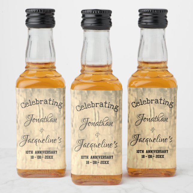 Rustic Any Wedding Anniversary Custom Cute Mini Liquor Bottle Label (Bottles)