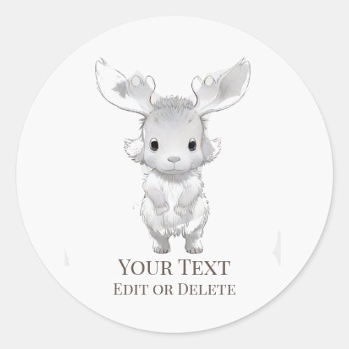 *~* Rustic  AP49 Cute  Cartoon Baby MooseSticker Classic Round Sticker