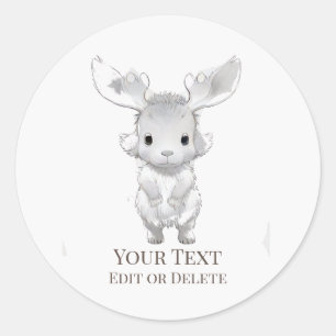 *~* Rustic AP49 Cute Cartoon Baby MooseSticker Classic Round Sticker