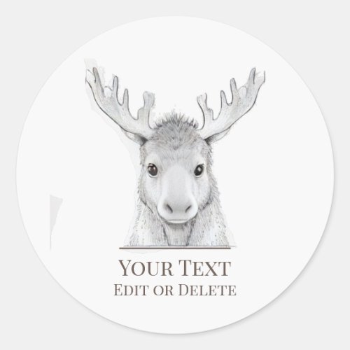 *~* Rustic AP49 Cute Sweet Baby Moose Classic Round Sticker