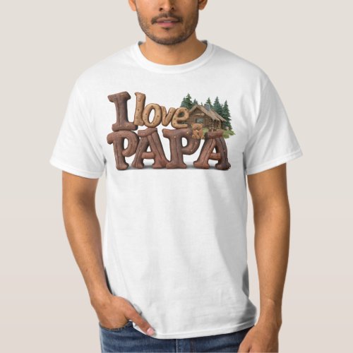  Rustic AP86 I LOVE PAPA Fathers Day T_Shirt