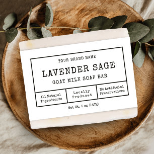Rustic Apothecary Black White Soap Bar Wrap Label
