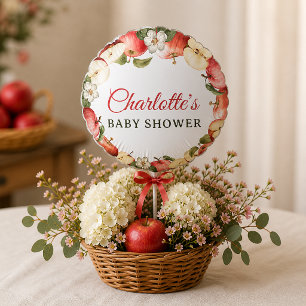 Rustic Apple Baby Shower Balloon with Floral Borde