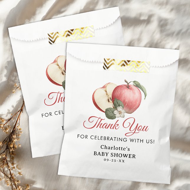 Rustic Apple Baby Shower Favor Bags (Apple Themed Favor Bag)