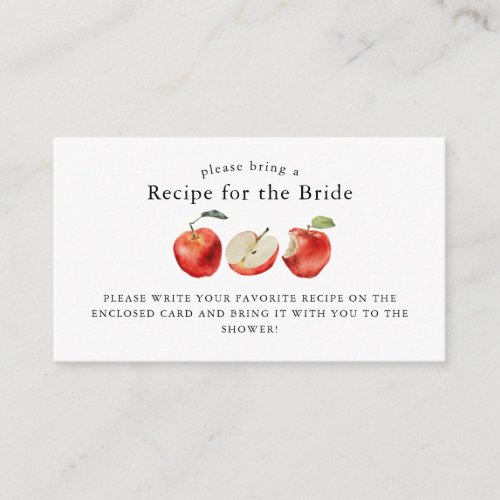 Rustic Apple Bridal Shower Recipe Request  Enclosure Card