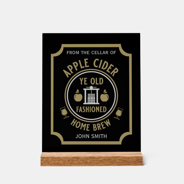 Rustic Apple Cider Personalized Drinks Acrylic Sign (Front)