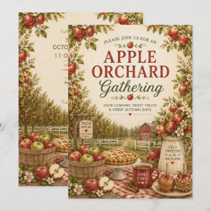 Rustic Apple Orchard Gathering Fall Autumn Invitation