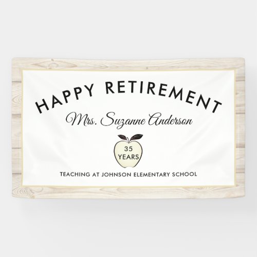 Rustic Apple Teacher Retirement  Banner