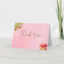 Rustic Apple Thank You Card – Red Watercolor Apple