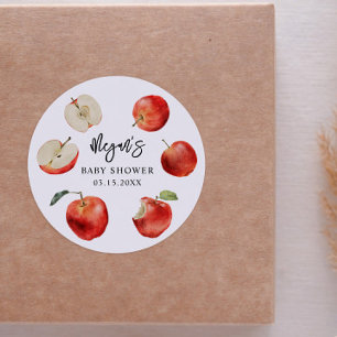 Rustic Apples Gender Neutral Favor Classic Round Sticker