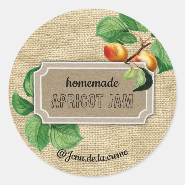 Rustic Apricot Jam Catering Classic Round Sticker (Front)
