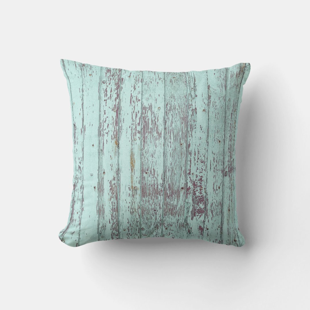 Rustic Aqua Barn Wood Throw Pillow | Zazzle