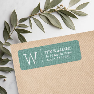 Rustic Aqua Custom Monogram Return Address Label