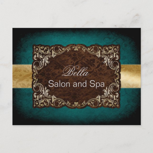rustic aqua gold business ThankYou Cards (Front)