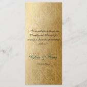 rustic aqua gold regal wedding menu (Back)