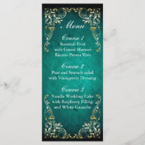 rustic aqua gold regal wedding menu