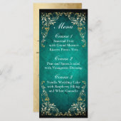 rustic aqua gold regal wedding menu (Front/Back)