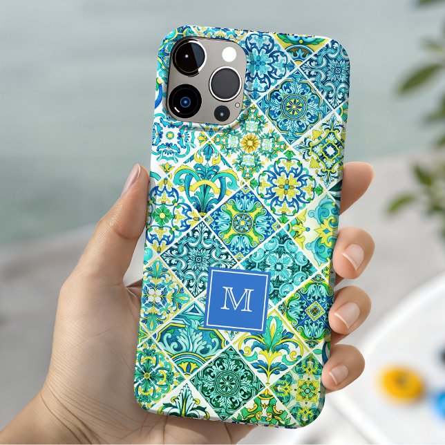 Rustic Aqua Mint Sicilian Tile Mosaic Case-Mate iPhone Case (Creator Uploaded)