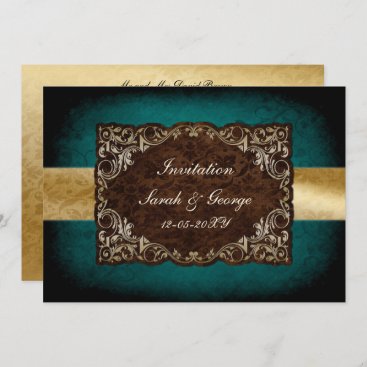 rustic aqua regal wedding Invitation cards