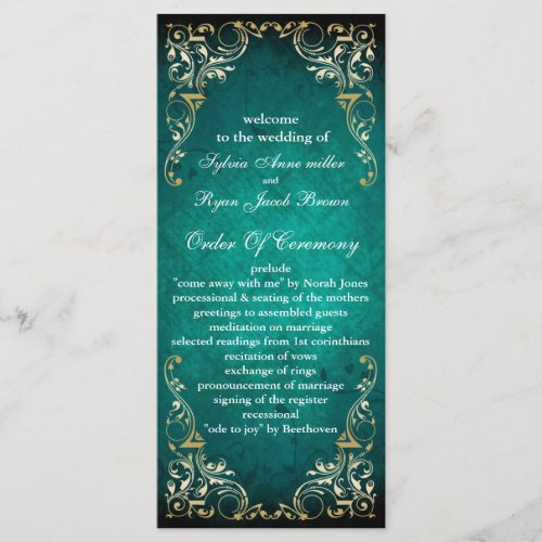 rustic aqua regal  wedding program