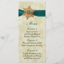 rustic aqua snowflakes winter wedding menu