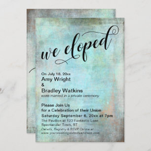 Rustic Aqua We Eloped Post Wedding Celebration Invitation