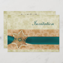 rustic aqua winter wedding Invitation cards