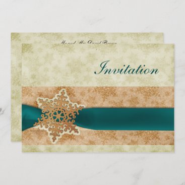 rustic aqua winter wedding Invitation cards