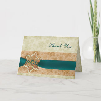 rustic aqua winter wedding Thank You Card