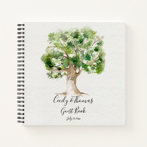 Rustic Arboretum Oak Tree Monogram Guest Book