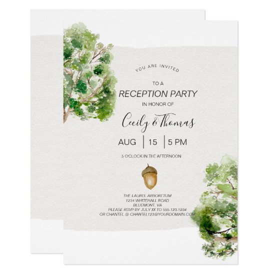 Rustic Arboretum Oak Tree Reception Only Wedding | Invitation