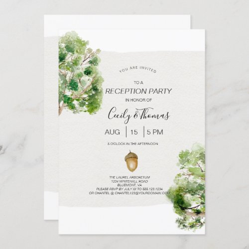 Rustic Arboretum Oak Tree Reception Only Wedding  Invitation