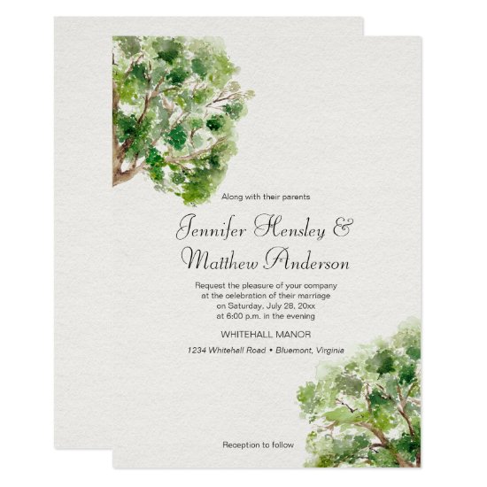 Rustic Arboretum Oak Tree Wedding | Invitation