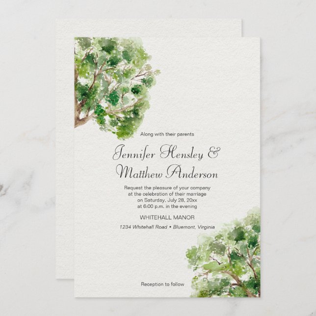 Rustic Arboretum Oak Tree Wedding | Invitation (Front/Back)
