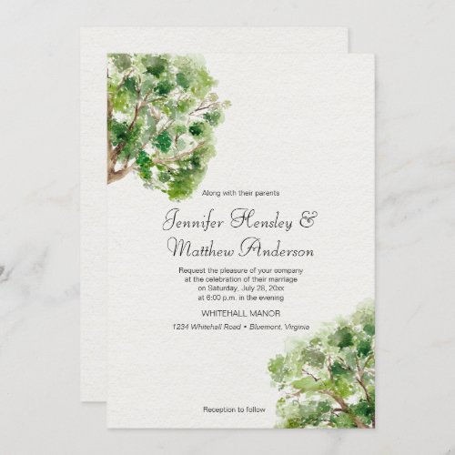 Rustic Arboretum Oak Tree Wedding  Invitation