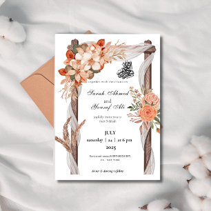 Rustic arch Floral Nikkah Muslim Wedding Invitation